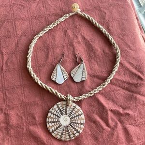 Handmade Inlay Shell Necklace - matching Earrings